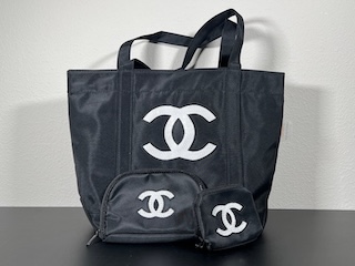 Chanel Précision Sequin Logo Tote & Pouch Set